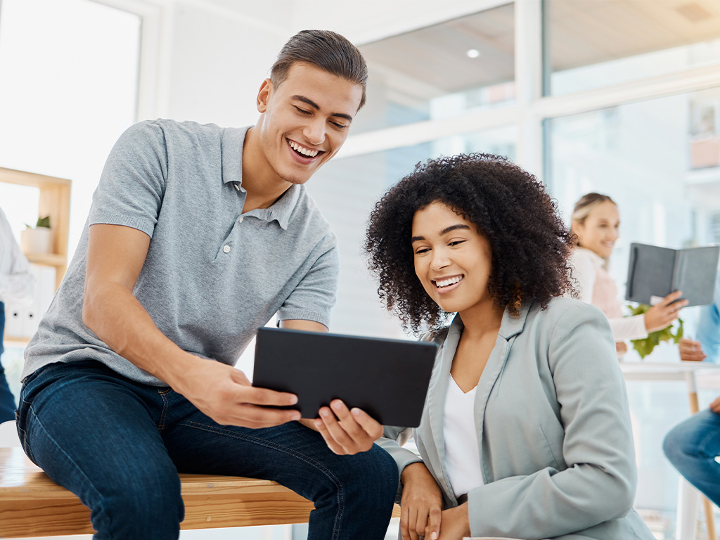 Man and woman enjoying good customer service